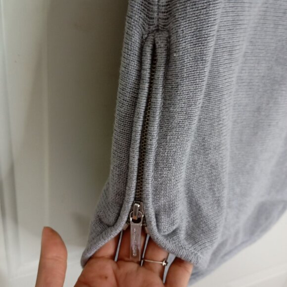 Michael Kors Sweater Womens Gray Long Sleeve Knit With Side Zipper Accents - Picture 4 of 13